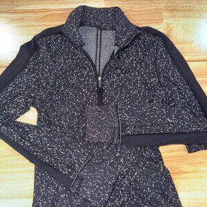 Lululemon Women's Run Briskly Half‎ Zip Black Magnetized Jacquard Size 2